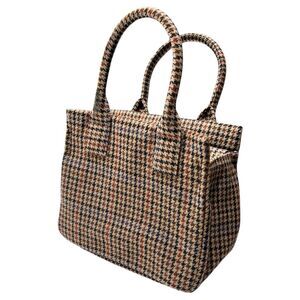 J Crew Tweed Houndstooth Structured Top Handle‎ Mini Tote Bag